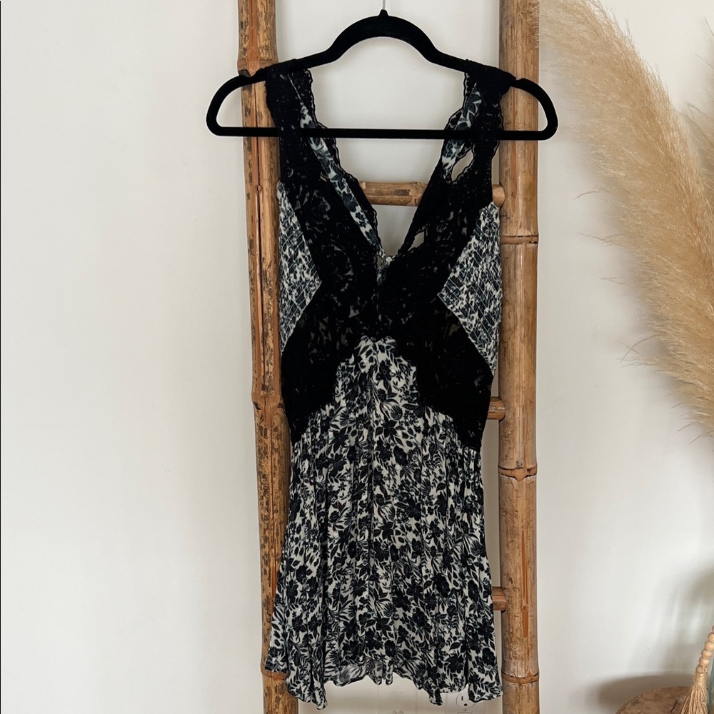 Free People Black and White Lace Dress